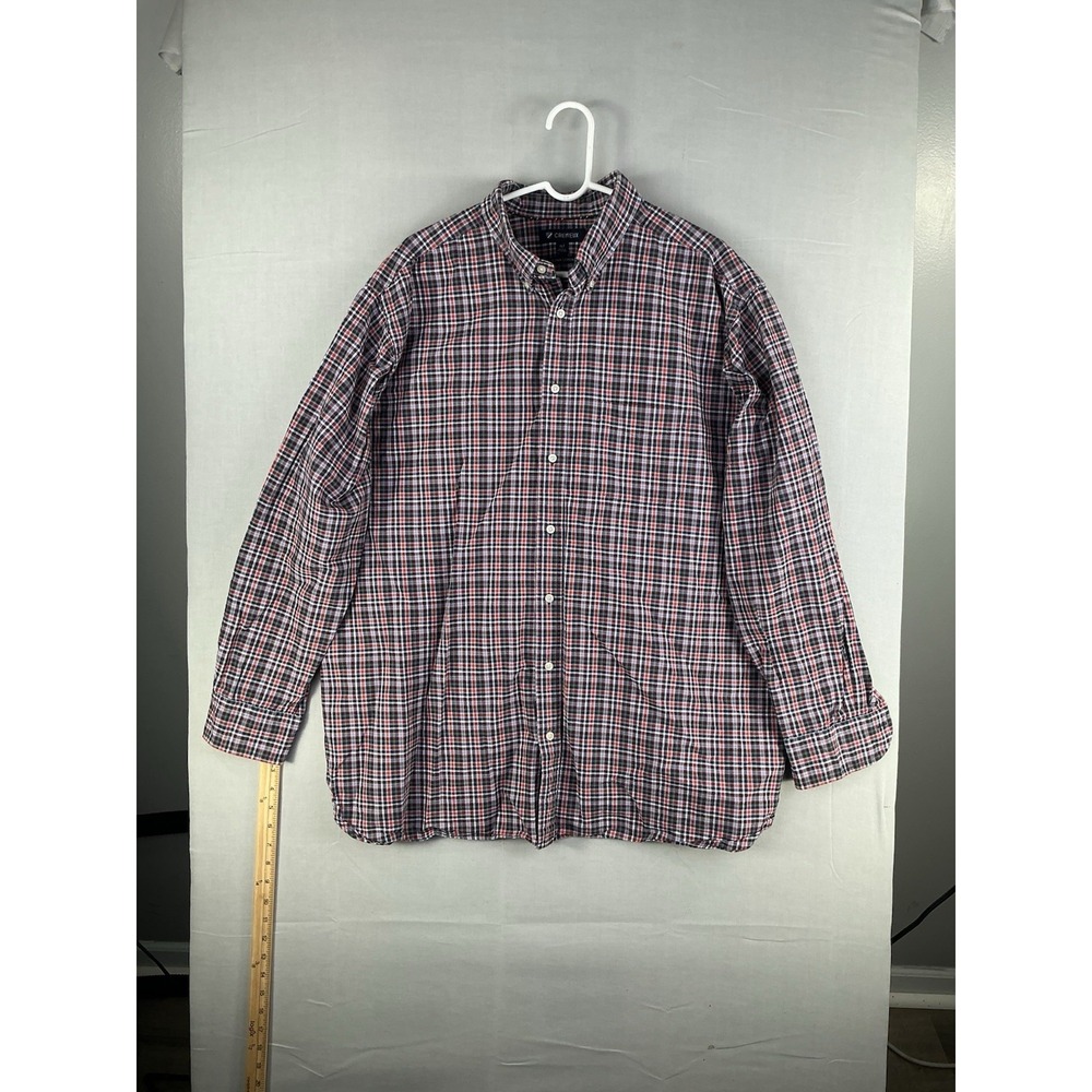 CREMIEUX Supima Cotton Button Down Shirt XLT Red Blue Check Mens